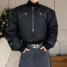 Load image into Gallery viewer, Thickened Zipper Drawstring Short Baseball Jacket