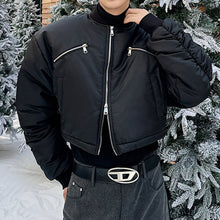 Load image into Gallery viewer, Thickened Zipper Drawstring Short Baseball Jacket