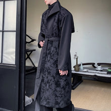 Load image into Gallery viewer, Winter Woolen Jacquard Stitching Stand Collar Trench Coat