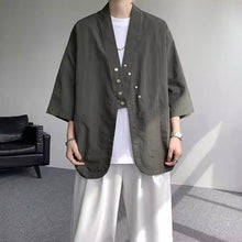 Load image into Gallery viewer, Diagonally Buttoned Loose Cardigan Shirt