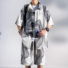 Load image into Gallery viewer, Summer Thin Ice Silk Drape Casual Shirt Loose Shorts Two-piece Set