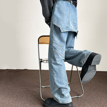 Load image into Gallery viewer, Blue Patchwork Denim Long Straight Pants
