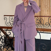 Load image into Gallery viewer, Rolled-up Sleeves Design Lace-up Suit Jacket Loose Casual Pants Two-piece Suit