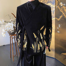 Load image into Gallery viewer, Loose Shoulder-padded Wheat Ear Embroidered Suit and Wide-leg Pants Two-piece Set