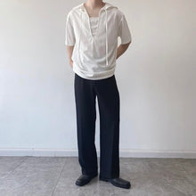 Load image into Gallery viewer, Navy Collar Tie Short Sleeve T-Shirt