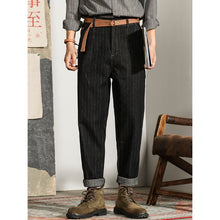Load image into Gallery viewer, Straight-leg Loose Vertical Striped Jeans