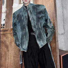 Load image into Gallery viewer, Pleated Spray-painted Stand-up Collar Jacket