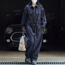 Load image into Gallery viewer, Denim Workwear Loose Lace-up Jumpsuit