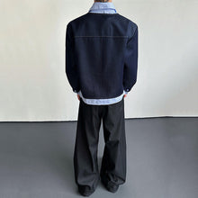 Load image into Gallery viewer, Striped Patchwork Shirt Collar Faux Two-piece Jacket