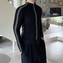 Load image into Gallery viewer, Topstitched Stand Collar Slim Fit T-shirt