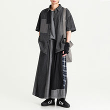 Load image into Gallery viewer, Retro Denim Patchwork Casual Distressed Drape Culottes