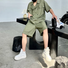 Load image into Gallery viewer, Double-breasted Workwear Two-piece Set