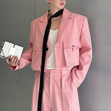 Load image into Gallery viewer, Three-dimensional Pocket Short Suit Jacket Wide-leg Pants Two-piece Set