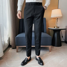 Load image into Gallery viewer, Striped Business Casual Slim Fit Suit Pants