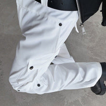 Load image into Gallery viewer, White Multi-Pocket Cargo Straight-Leg Pants