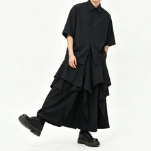 Load image into Gallery viewer, Japanese High-waist Asymmetrical Ruffle Wide-leg Skirt-pants