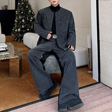 Load image into Gallery viewer, Contrast Color Patchwork Washed Denim Suit