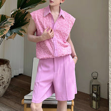 Load image into Gallery viewer, Heavy Beaded 3D Flower Sleeveless Top Loose Shorts Two-piece Set