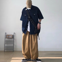 Load image into Gallery viewer, Denim Short-sleeved Loose Work Shirt