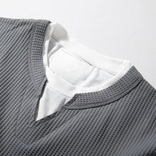 Load image into Gallery viewer, V-neck Faux Two-piece Waffle Knit Loose T-shirt