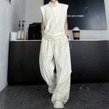 Load image into Gallery viewer, Stand-up Collar Button-decorated Vest Casual Trousers Set