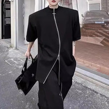 Load image into Gallery viewer, Half Turtleneck Curved Double Zip Shoulder Padded Shirt