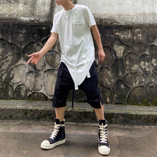 Load image into Gallery viewer, Asymmetric Long Crew Neck T-shirt