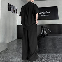 Load image into Gallery viewer, Lapel Shoulder Pad Casual Short Sleeve Shirt Wide Leg Trousers Two-piece Set