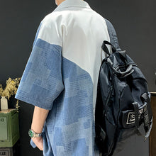 Load image into Gallery viewer, Denim Patchwork Short-sleeved Casual Shirt
