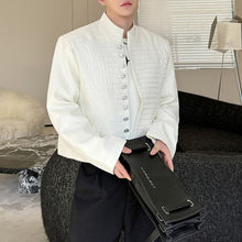 Load image into Gallery viewer, Multi-button Embroidered Stand Collar Cropped Jacket