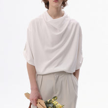 Load image into Gallery viewer, Stacked Collar Loose Solid Color T-shirt