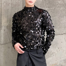 Load image into Gallery viewer, Sequin Party Stage Stand Collar Tight T-Shirt