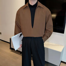 Load image into Gallery viewer, Fake Two-piece Large V-neck Stitching Pullover