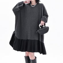 Load image into Gallery viewer, Womens Loose Casual Color Block Patchwork Midi Dress