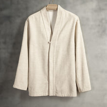 Load image into Gallery viewer, Winter Fleece Linen V-neck Long-sleeved Shirt

