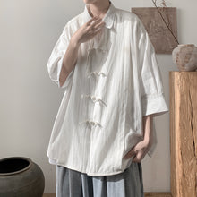Load image into Gallery viewer, Cotton And Linen Buttoned Pleated Shirt