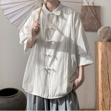 Load image into Gallery viewer, Cotton And Linen Buttoned Pleated Shirt