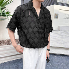 Load image into Gallery viewer, Fringed Raw Edge Short-sleeved Shirt