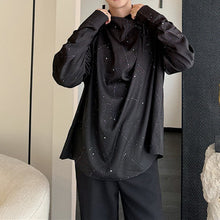 Load image into Gallery viewer, Asymmetric Stand Collar Shiny Silk Long Sleeve Shirt