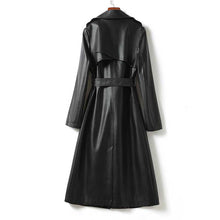 Load image into Gallery viewer, Winter Mid-length Leather Trench Coat