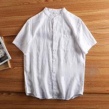 Load image into Gallery viewer, Linen Thin Retro Casual Stand Collar Shirt