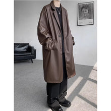 Load image into Gallery viewer, PU Leather Windbreaker Loose Casual Coat
