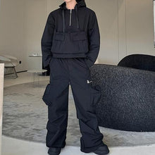 Load image into Gallery viewer, Multi-pocket Pullover Sweatshirt Straight Pants Two-piece Set