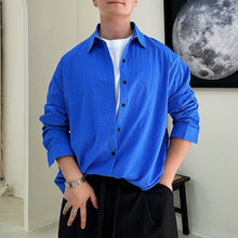 Load image into Gallery viewer, Solid Color Seersucker Loose Casual Shirt