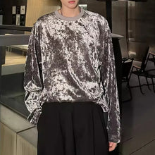 Load image into Gallery viewer, Retro Velvet Crew Neck Long Sleeve T-Shirt