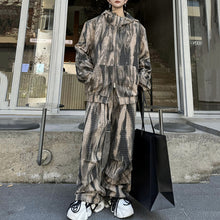 Load image into Gallery viewer, Printed Zipper Casual Hooded Sweatshirt Loose Trousers Two-piece Set