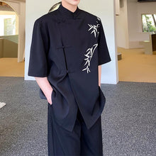 Load image into Gallery viewer, Bamboo Embroidery Stand Collar Button Shirt