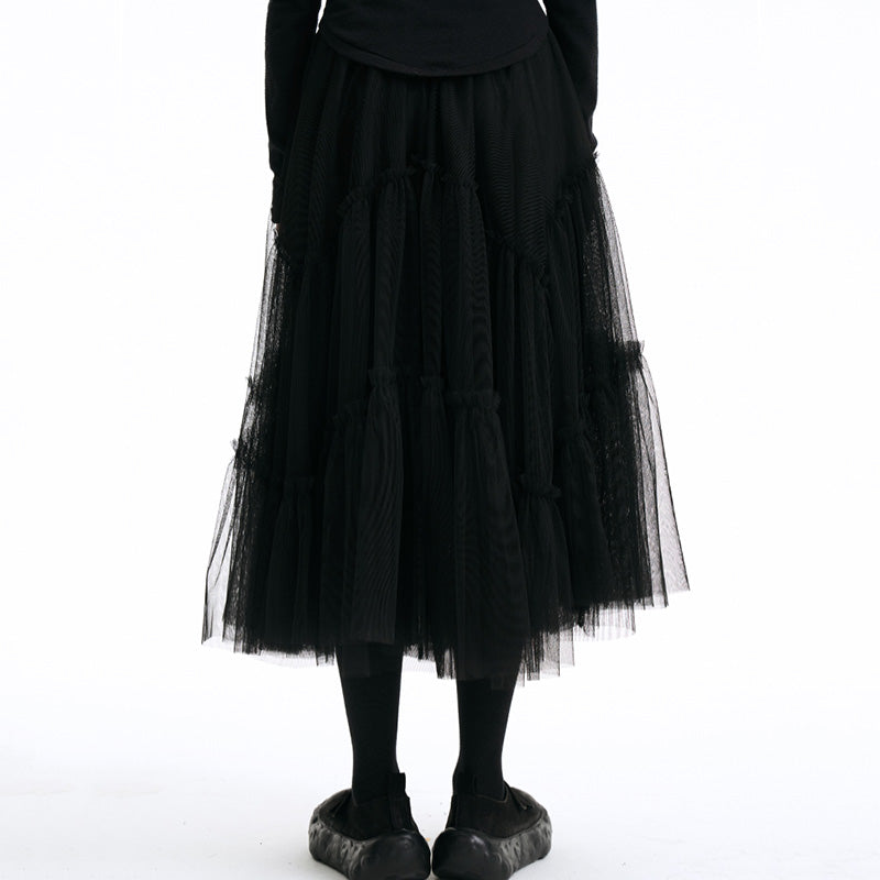 MATCHING MULTICOLOR TIERED MESH SKIRT main image 1