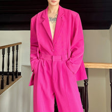 Load image into Gallery viewer, Loose Slit Suit Jacket Straight Casual Trousers Two-piece Suit