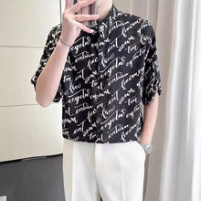 Load image into Gallery viewer, Printed Ice Silk Drape Short-sleeved Shirt